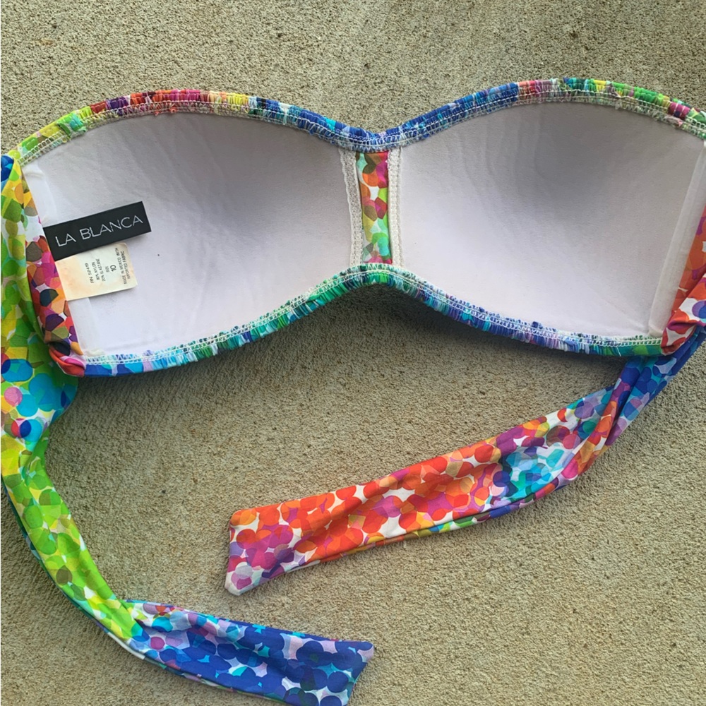 La Blanca Colorful Strapless Bikini Top Size 10 (Medium) - Picture 4 of 4